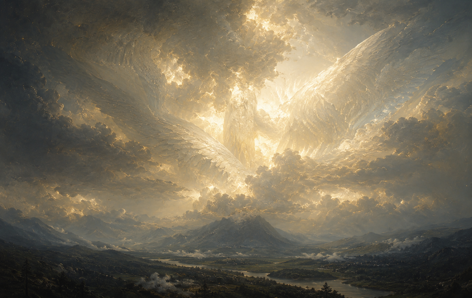 An ethereal celestial glow among clouds and stars, representing the Eadra.